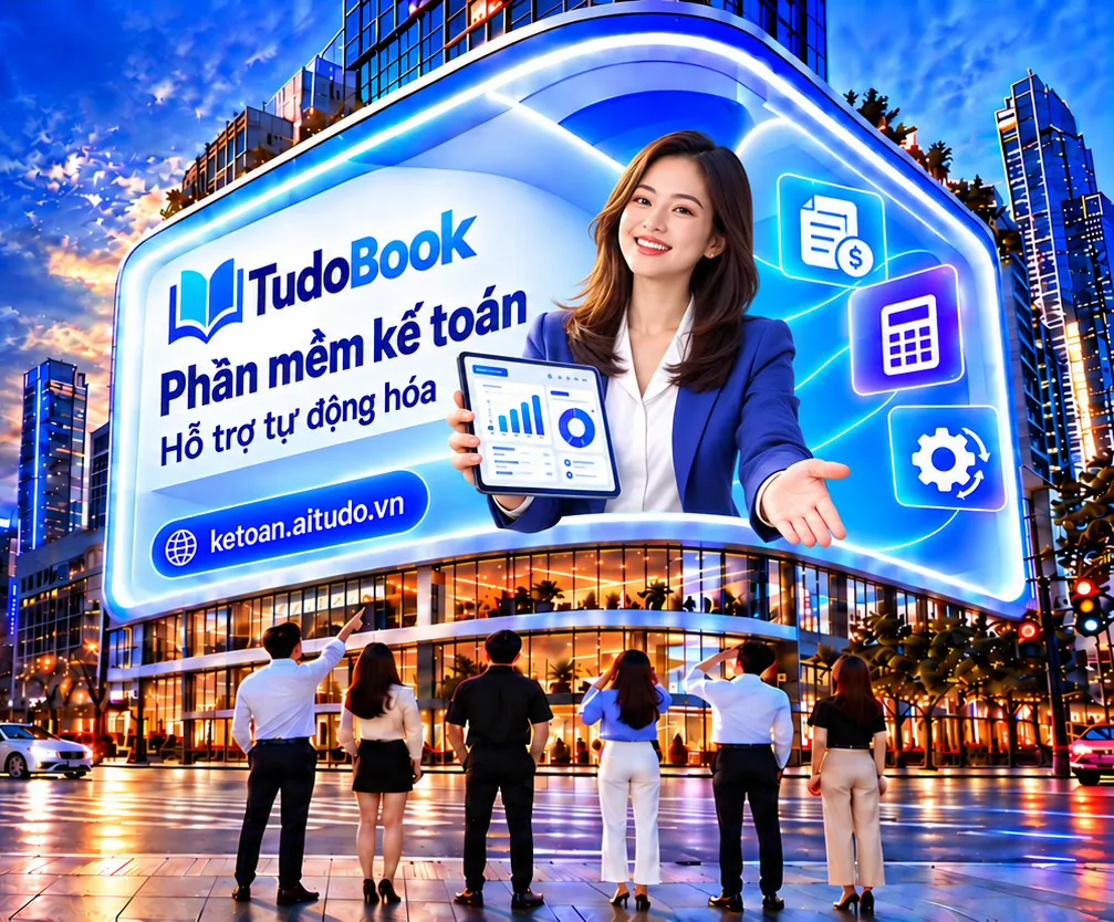 Biển quảng cáo TudoBook – phần mềm kế toán giữa phố đêm